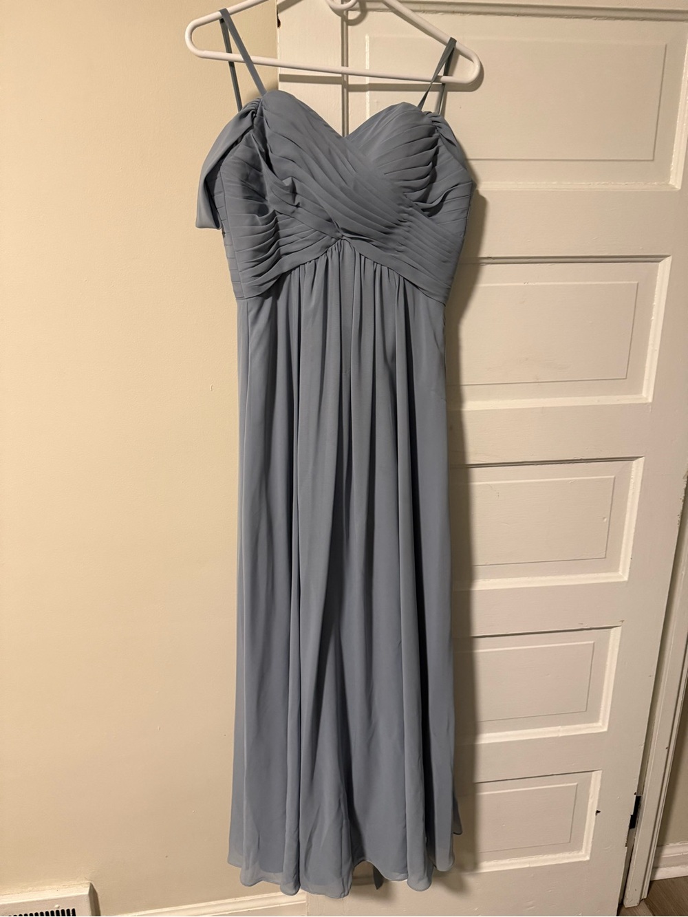 Azazie Dusty Blue Chiffon Ruched Sweetheart Maxi Dress